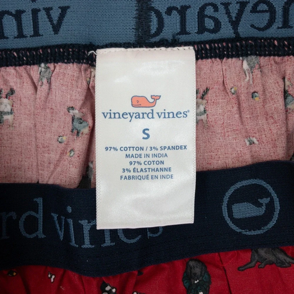 Vineyard Vines Classic Boxers Mens S Red‎ Holiday Dog Print Cotton Stretch New